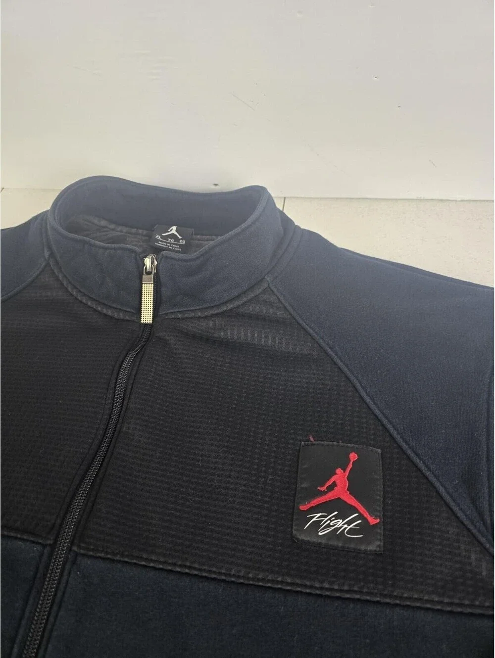 Nike Air Jordan Flight Jacket Mens XL Black Full Zip Logo Pockets Vintage Y2K